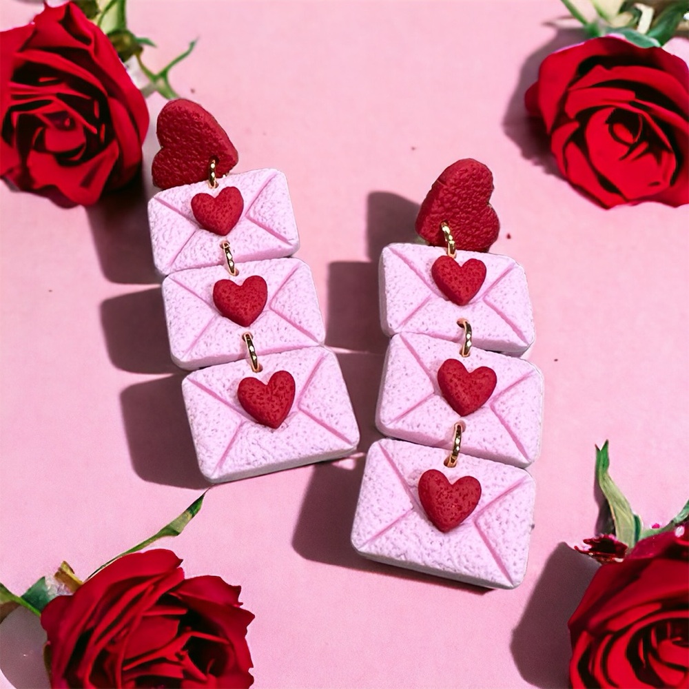Valentine Earrings- 3 tier envelope's dangle earrings
